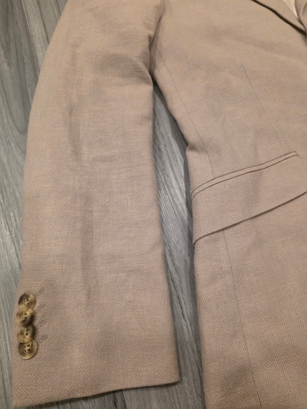 TOPMAN Men's Skinny Blazer Cotton Linen Jacket Stone 34R NWT $167 - Picture 7 of 16